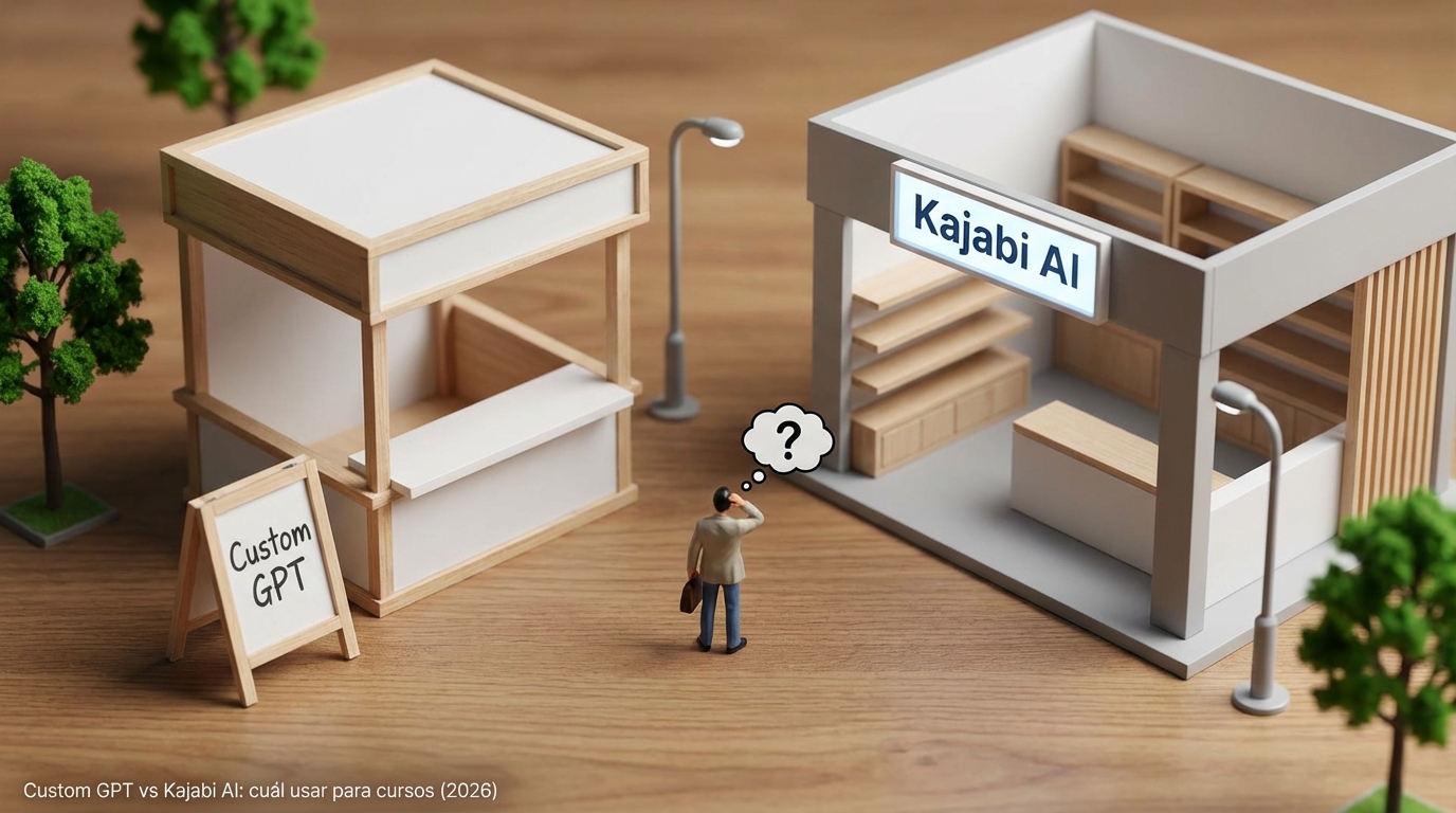 Custom GPT vs Kajabi AI: cuál usar para cursos (2026)
