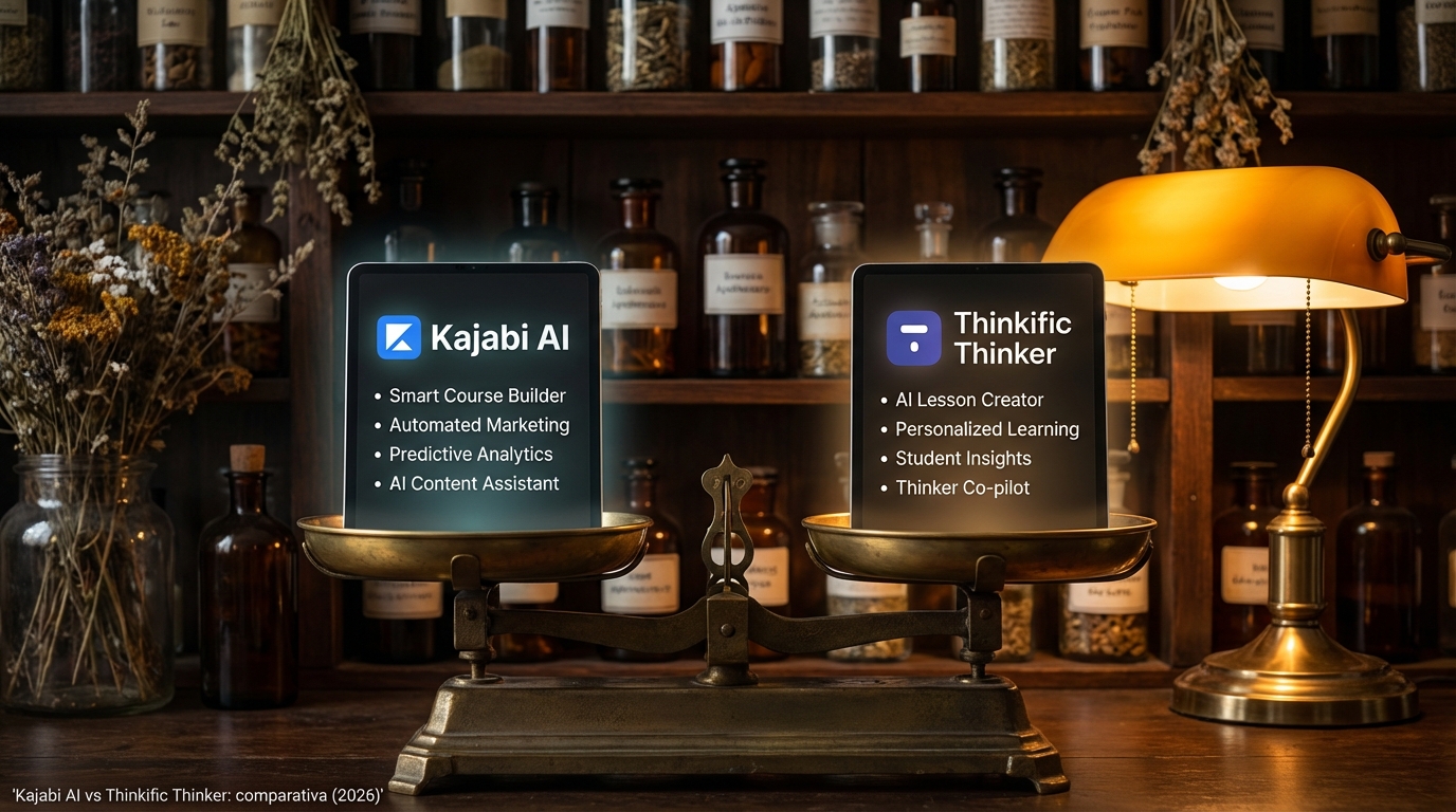 Kajabi AI vs Thinkific Thinker: comparativa (2026)