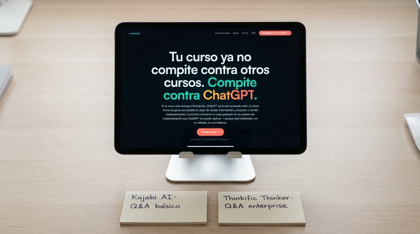 Kajabi AI vs Thinkific Thinker para cursos
